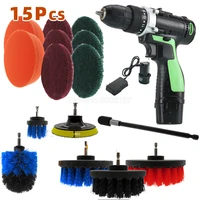 15pcsset drill brush power scrubber bathroom surfaces tub shower tile and grout all purpose cleaning kit scrub pads cleaner