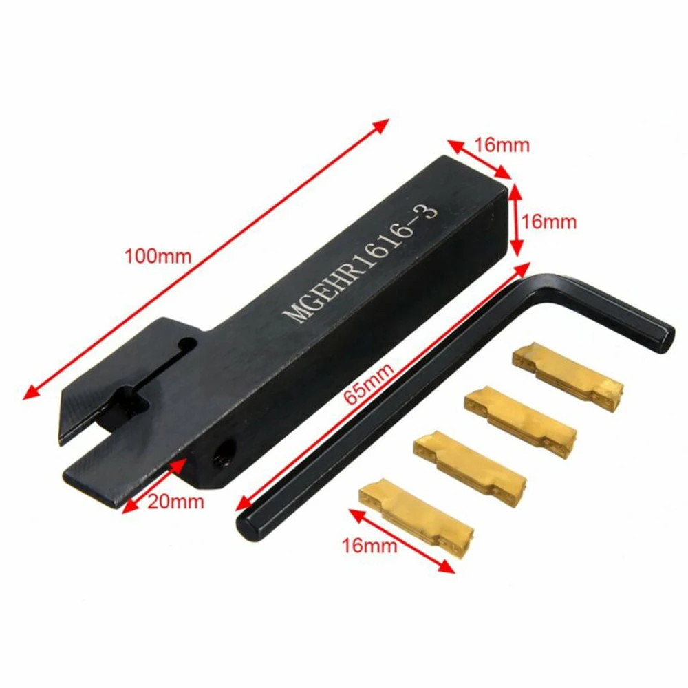 

4x MGMN300 Inserts With MGEHR1616-3 CNC Lathe Cut-Off Grooving Tool Holder Kit