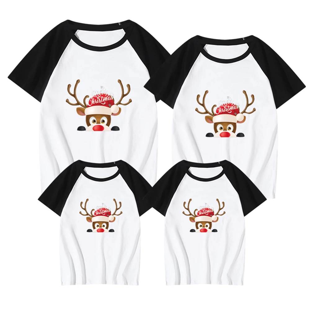 

New Disney Family Tshirt Cartoons Graphic Reindeer Cotton Casual T-Shirt Women Clothes Baby Girl O-Neck Female Christmas Soft