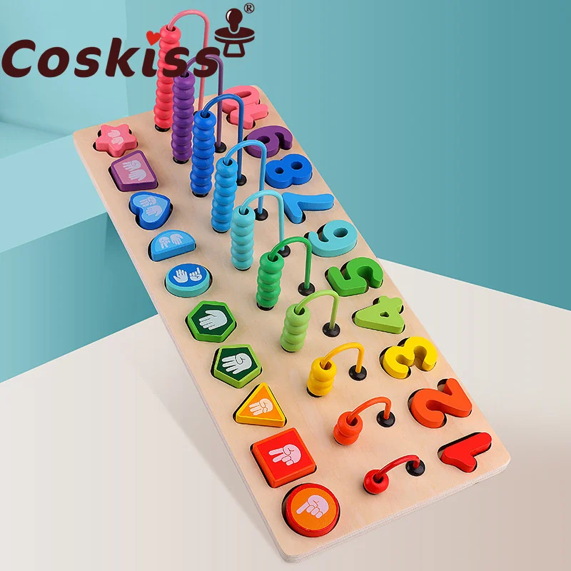 

Детская игрушка Coskiss, многофункциональная деревянная рамка для расчета чисел, сочетание в форме чисел, Обучающие Игрушки для раннего развит...