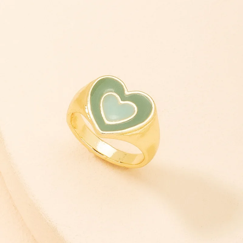 

Ins Style Simple Retro Alloy Drip Love Heart Ring Female European And American New Personality Ring