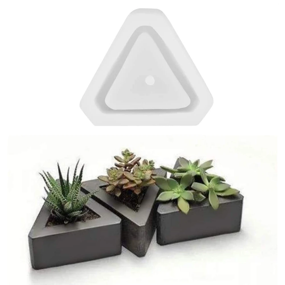 

Silicone Flower Pot Mold Succulent Planter Triangle Geometric Pen Brush Holder Resin Mould For DIY Craft Garden Plant Pot Molds