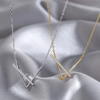925 sterling silver v shaped geometric necklace for women simple clavicle chain necklace colar de prata gifts wedding jewelry