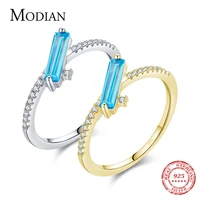 modian 2021 new pure 925 sterling silver rings for women dating party daily life sky blue zirconia ring fine jewelry gift bijoux