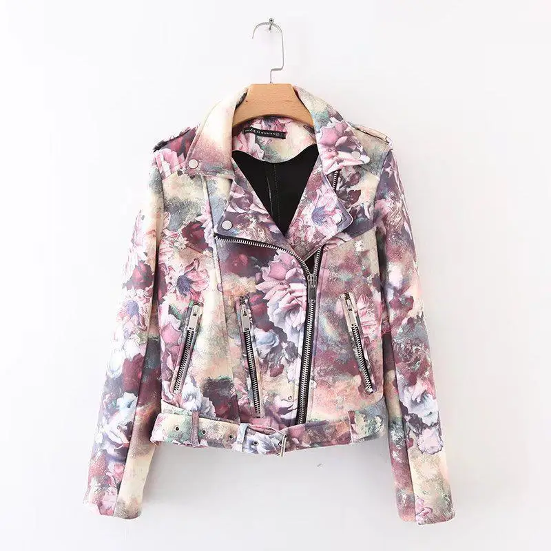 2019 Новые осенне зимние куртки женские тонкие винтажные печатные верхняя одежда