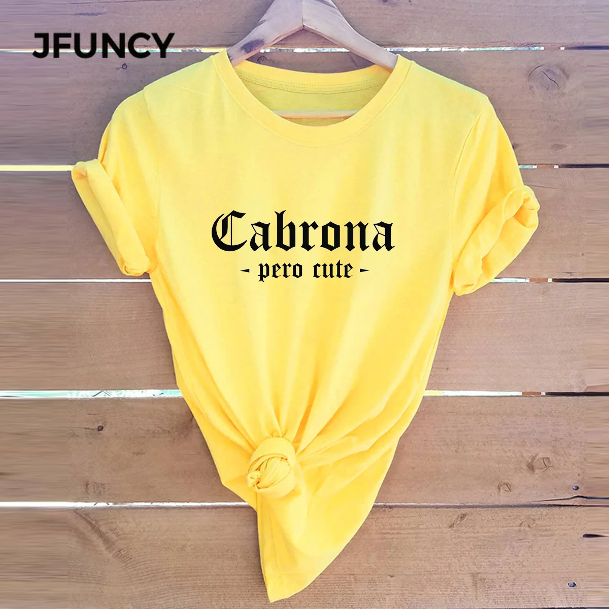 JFUNCY Cabrona Pero Cute Letter Print Camiseta Mujer 100% Cotton T Shirt Women Short Sleeve T-shirt  Female Tees Tops