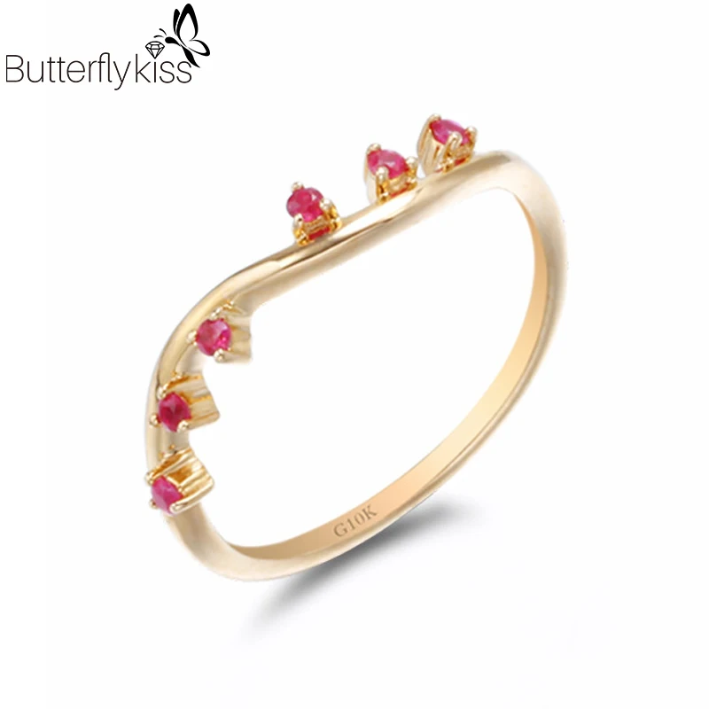 

Bk, кольца с натуральным Рубином для Для женщин 9k розовое золото простой маленький палец кольцо Романтика девочки-подростка 0,7g подарок одино...