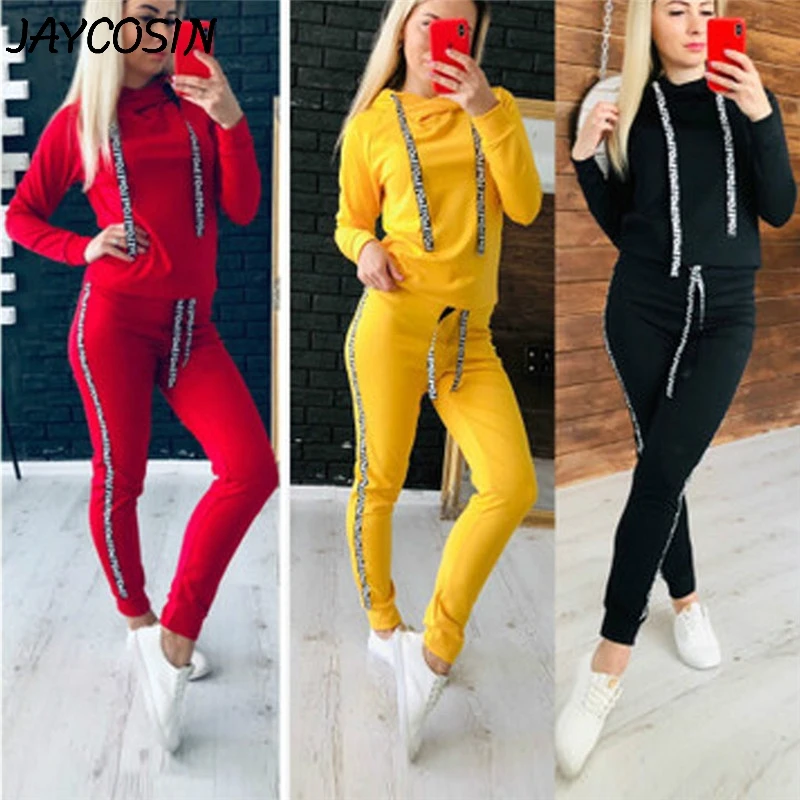 JAYCOSIN спортивный костюм Женский свитшот с длинным рукавом однотонные топы