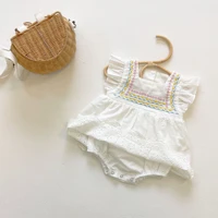 2021 summer baby girl romper dress flying sleeve color embroidered fashion dresses for girl kids toddler one piece romper 0 24m