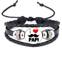 fathers day gift best super dad hand woven leather cord glass bracelet wholesale