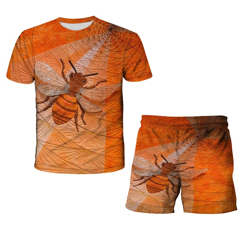 

Children's 3D Color Print Suits Bright Boy Girl Clothes Landscape Print T-shirts Children's Personalized Tops + Shorts Suits