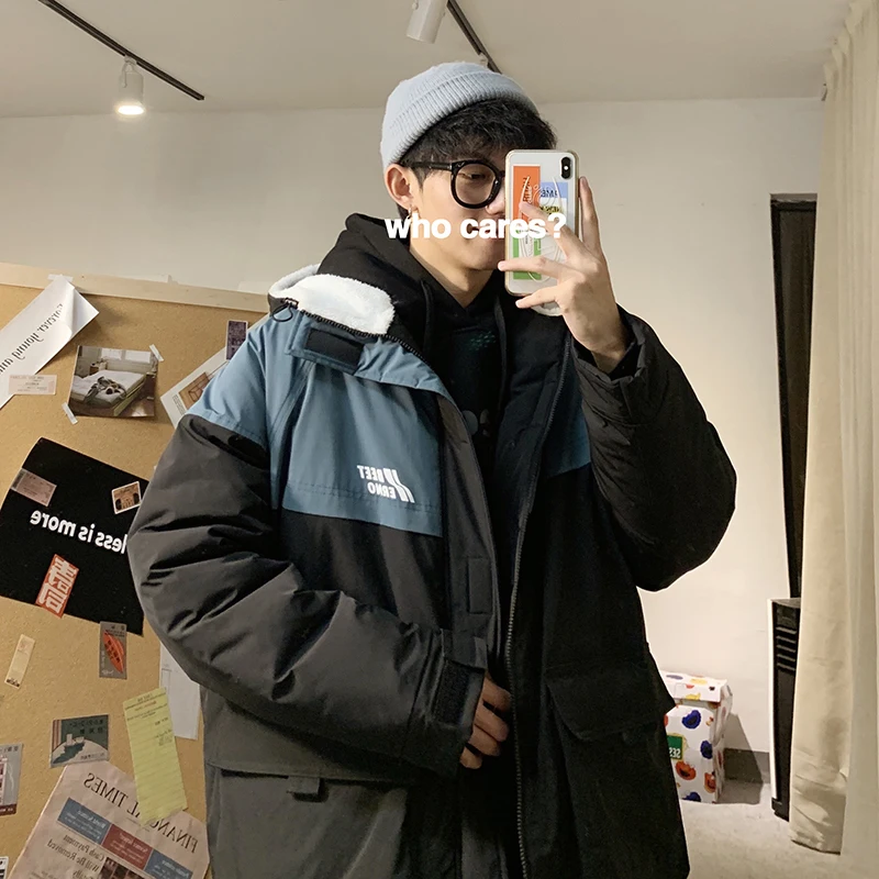 2019 Winter New Trend Large Size Thick Loose Couple Wild Sports Students Hit The Color Lamb Wool Street Casual Cotton Clothing | Мужская