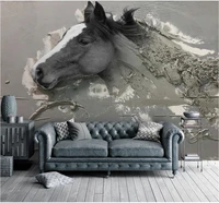 3d relief abstract white horse bedroom wall decorative wallpaper custom 8d waterproof wall cloth