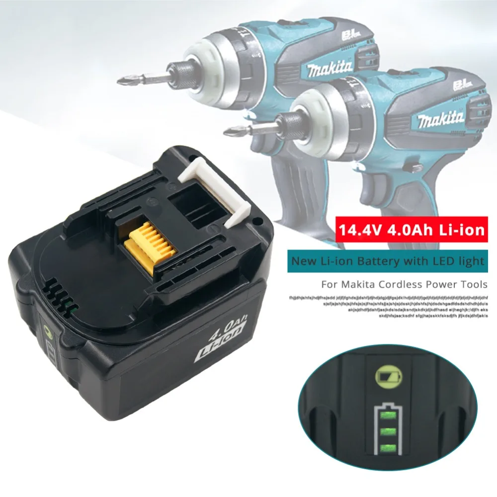 BL1440 аккумуляторная батарея 4000mAh литий-ионная 14,4 V батареи для электроинструментов Makita BL1430 BL1415 BDF343 lipo bateria