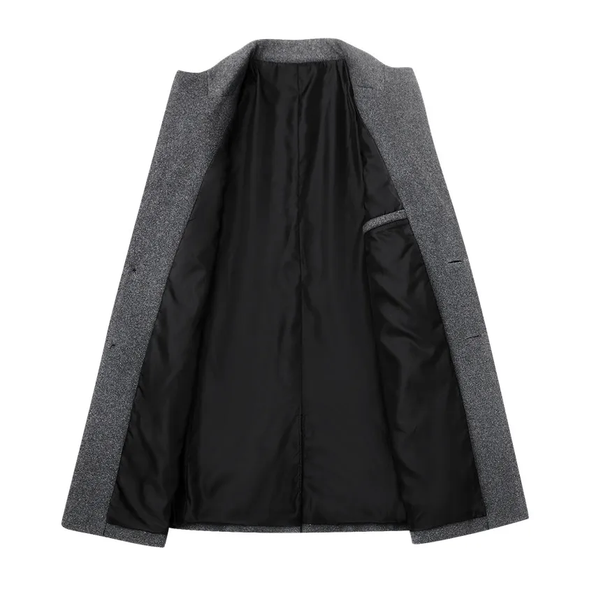 

LOVZON Men Jacket Warm Winter Trench Coat Long Outwear Button Overcoat Male Casual Windbreaker Overcoat Coats Wool Blends