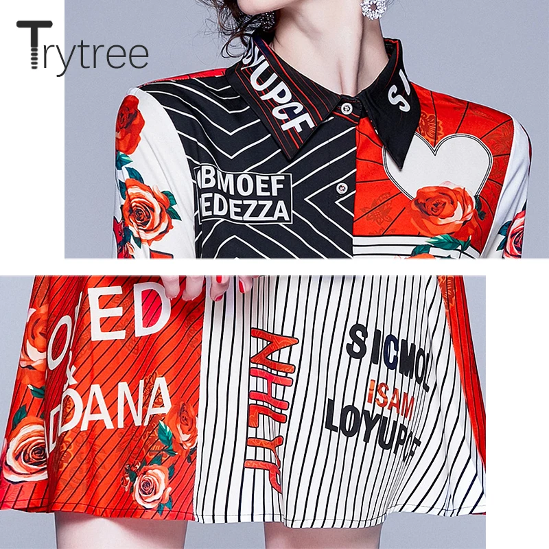 Женское Повседневное платье трапеция Trytree элегантное красное с отложным