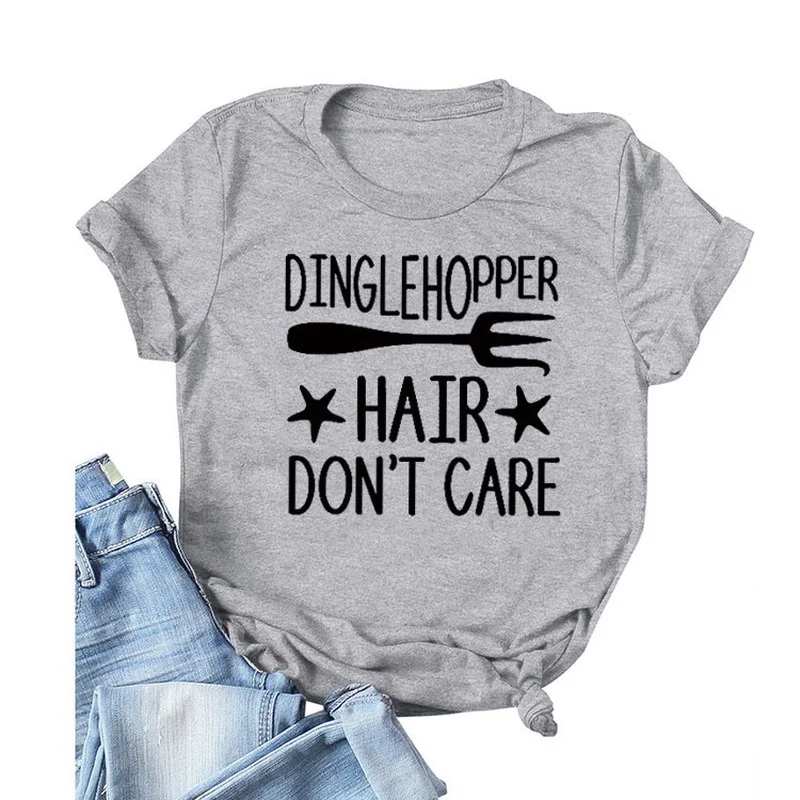 

DINGLEHOPPER HAIR Don't Care Print Women T Shirt Short Sleeve O Neck Loose Women Tshirt Ladies Tee Shirt Tops Camisetas Mujer