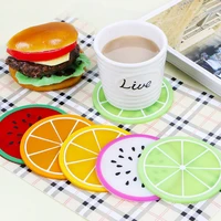 1pc lemon orange watermelon coaster fruit shape silicone cup pad slip insulation pad table decoration cup mat pad