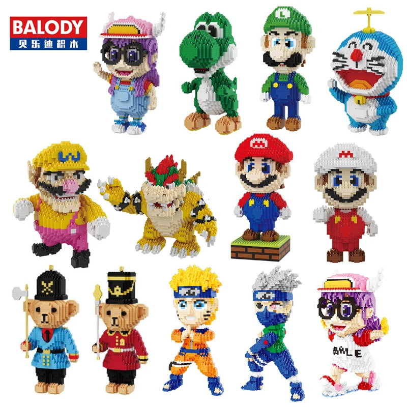 Balody Naruto Ninja Alrale Doraemon Super Mario Sonic Wario Yoshi Luigi Animal Mini Building DIY Алмазные маленькие блоки игрушка без коробки