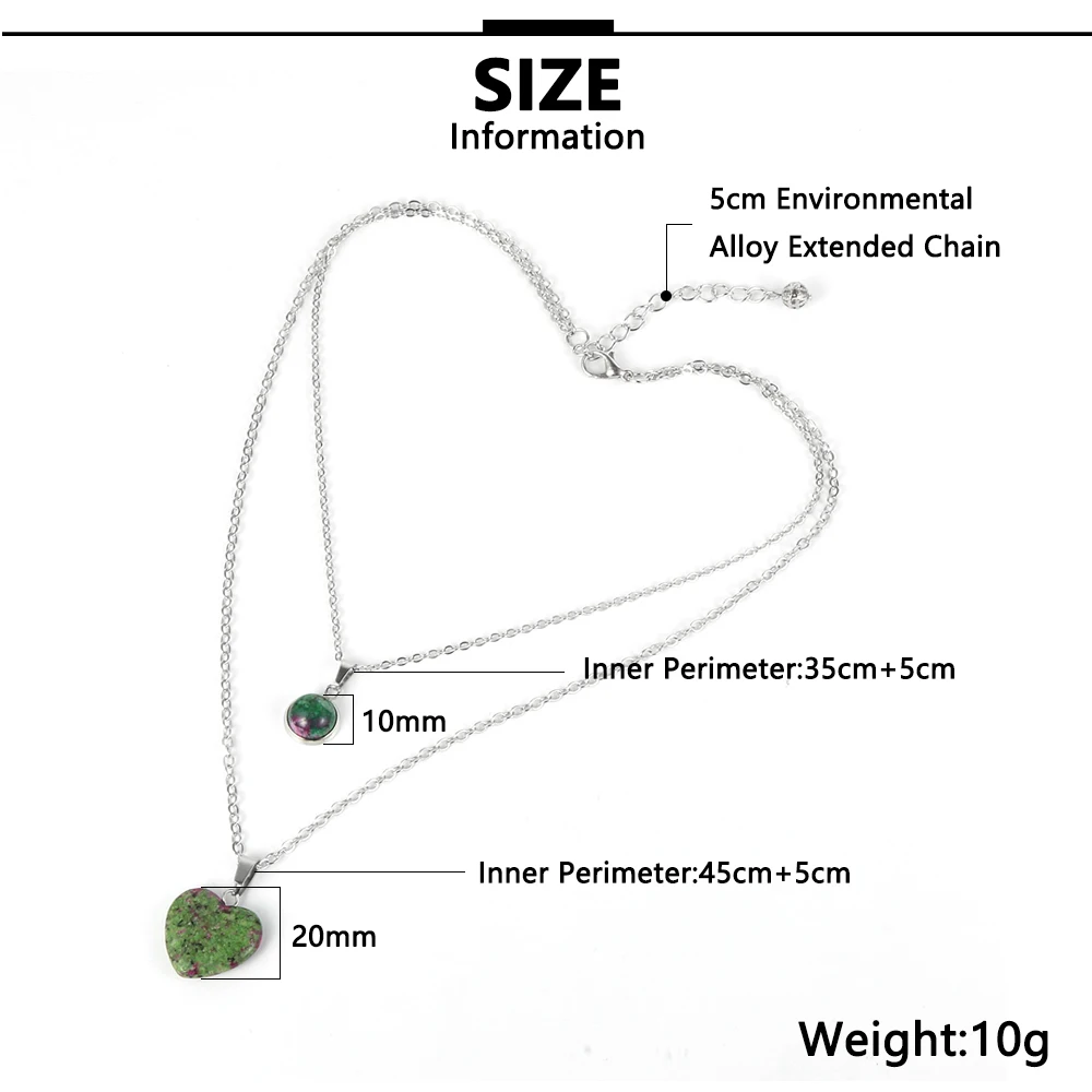 Женское ожерелье с подвеской из натурального камня в виде сердца и аметистов