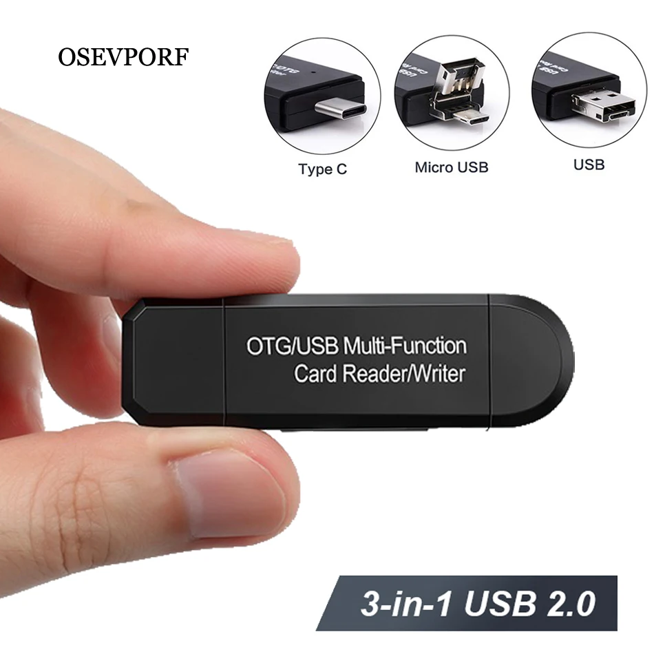 OTG кардридер 3 в 1 с разъемами типа C micro USB и высокоскоростной 2 0 универсальный TF/SD