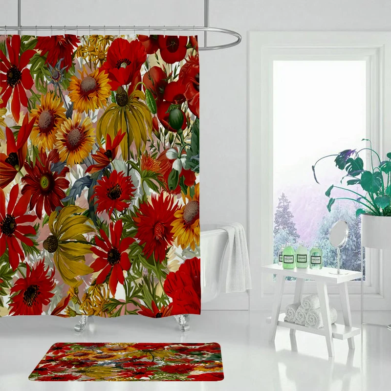 Занавеска для душа с Тропическими Цветами ванной занавеска из водонепроницаемый