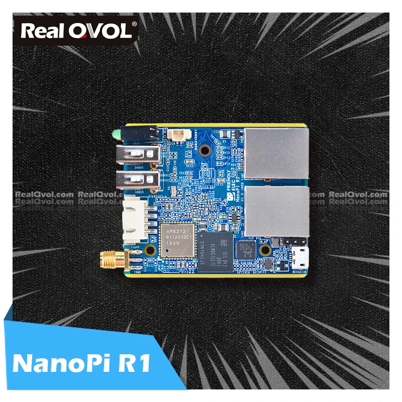 RealQvol FriendlyELEC ELEC NanoPi R1 Allwinner H3 Гбит/с Ethernet бортовой Wifi Bluetooth OpenWRT система