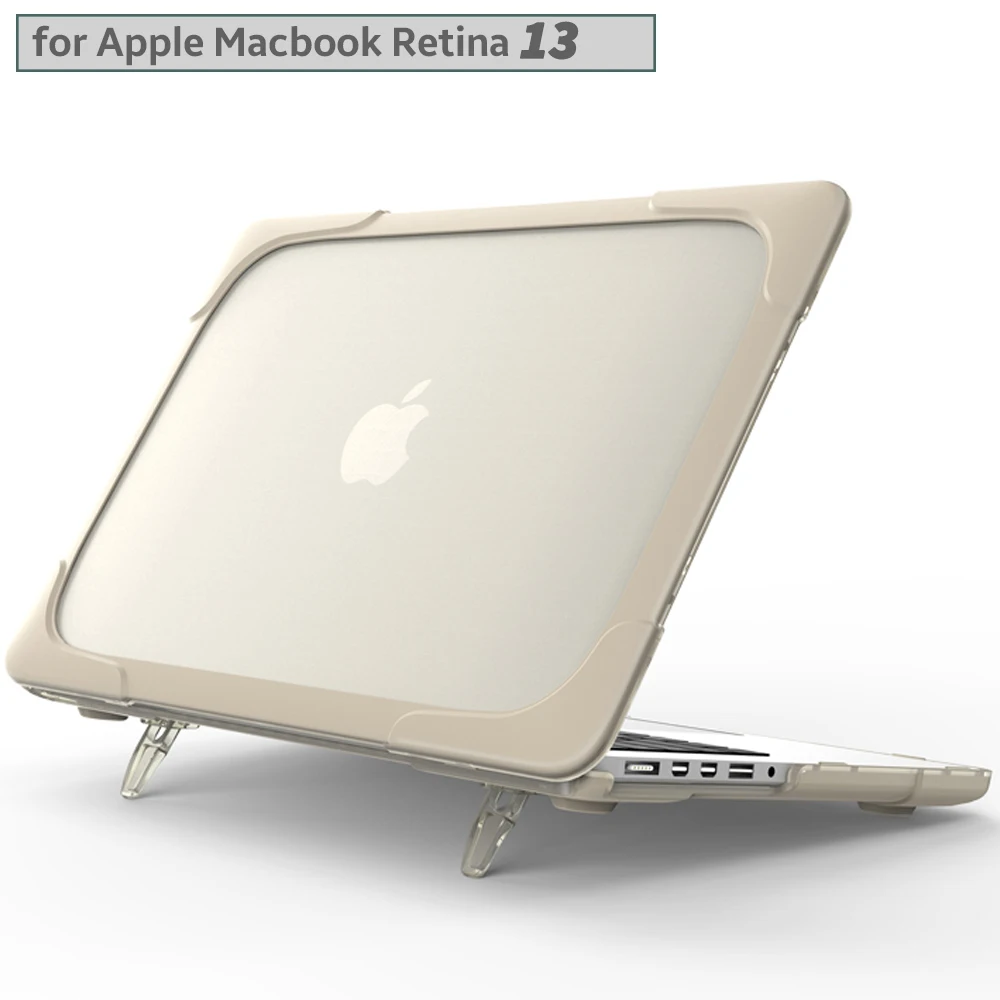 

Foldable Stand Case For Apple MacBook Retina 13 Inch A1502 A1425 Soft Silicone TPU + Hard PC Cover Shockproof Outer Cover Case