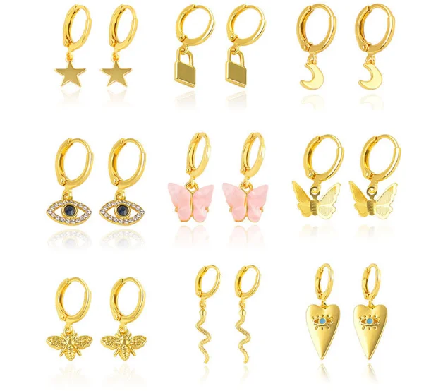 

Модные серьги-подвески с дьявольским глазом бабочкой звездами серьги-кольца для женщин и девушек серьги в стиле пирсинга набор ювелирных и...