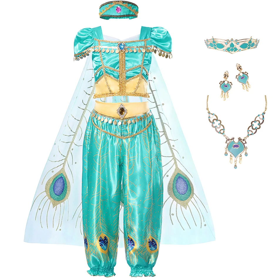 Costume set A2 Детская одежда для девочек Принцесса Жасмин платье Лампа Аладдина Косплэй костюм детский костюм на Хеллоуин; рождественское праздничное платье для девочек Ролевые костюмы - Цвет: Costume set A2