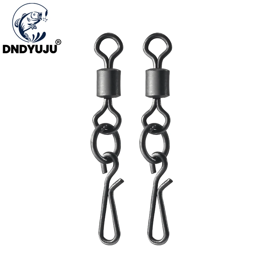 

DNDYUJU 50pcs Fishing Rolling Swivels Matt Black Safety Lightweight Portable Fishing Terminal Carp Fishing Connector Tackle