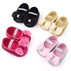 Обувь для новорожденных девочек, блестящая обувь для первых шагов с золотыми блестками и большим бантом для детей 0-18 месяцев