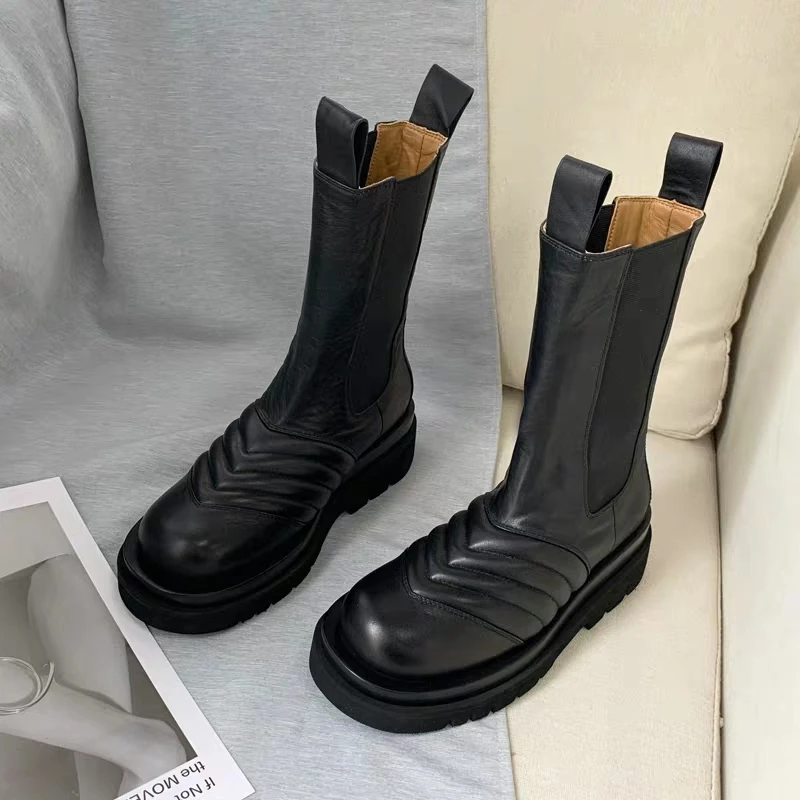 Новинка Женские зимние модные ботинки Ботинки из натуральной кожи наивысшего