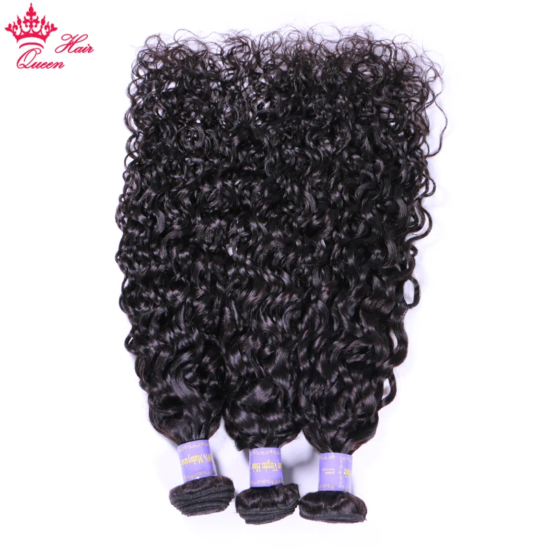 Queen Hair Products Malaysian Water Wave Bundles 100% Virign Human Raw Natural Color Double Weft Weave Extensions