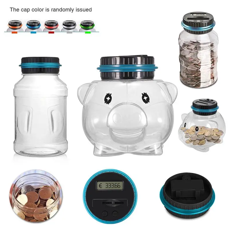 

1.5L Piggy Bank Counter Coin Electronic Digital LCD Counting Coin Money Saving Box Jar Coins Storage Box USD EURO GBP Money