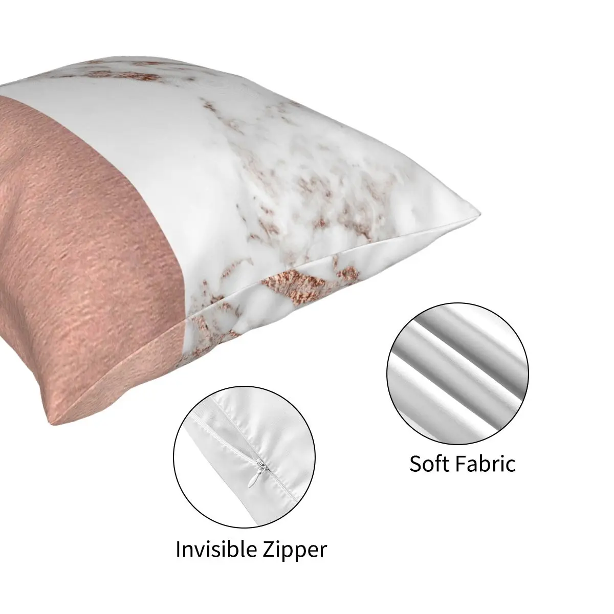 

Rose Gold Marble And Foil Pillowcase Polyester Printed Zip Decor Sofa Seater Cushion Case Wholesale 18"