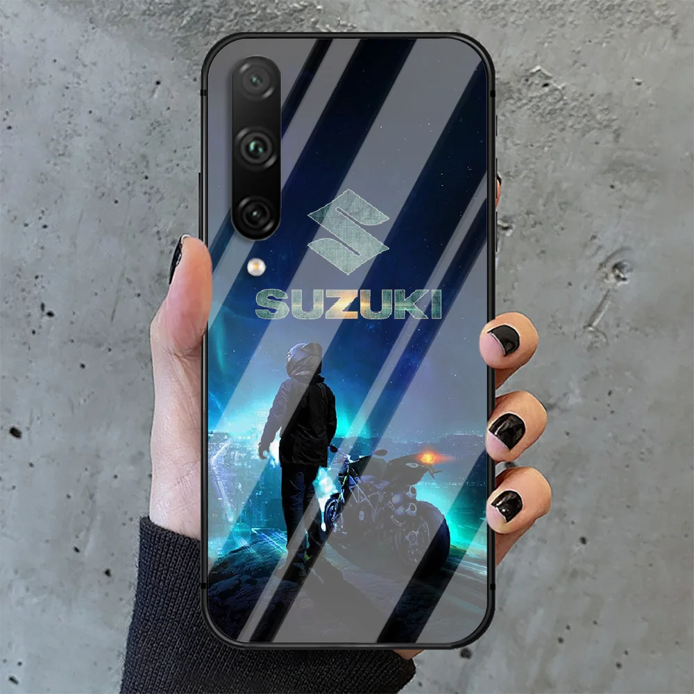 

SUZUKIS car Phone Tempered Glass Case Cover For huawei honor 7 8 9 10 20 A X S lite i pro Soft Luxury Tpu Back Etui Black 3D