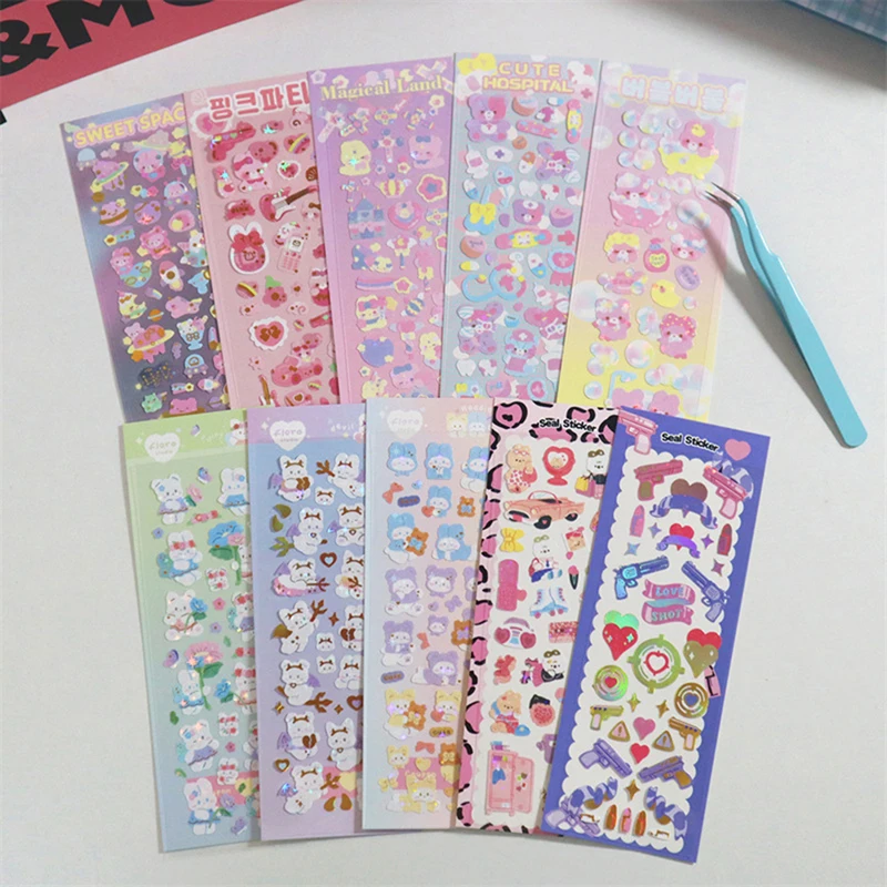 

Bronzing Animal Laser Sticker Creative Handbook Hand Account DIY Decorative Stationery Children School Supplies Kawaii Gift