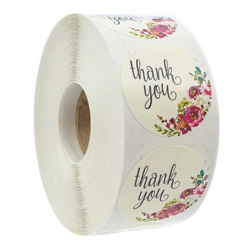 500 шт/рулон цветочные Спасибо наклейки этикетки для печати 1 дюйм День Рождения