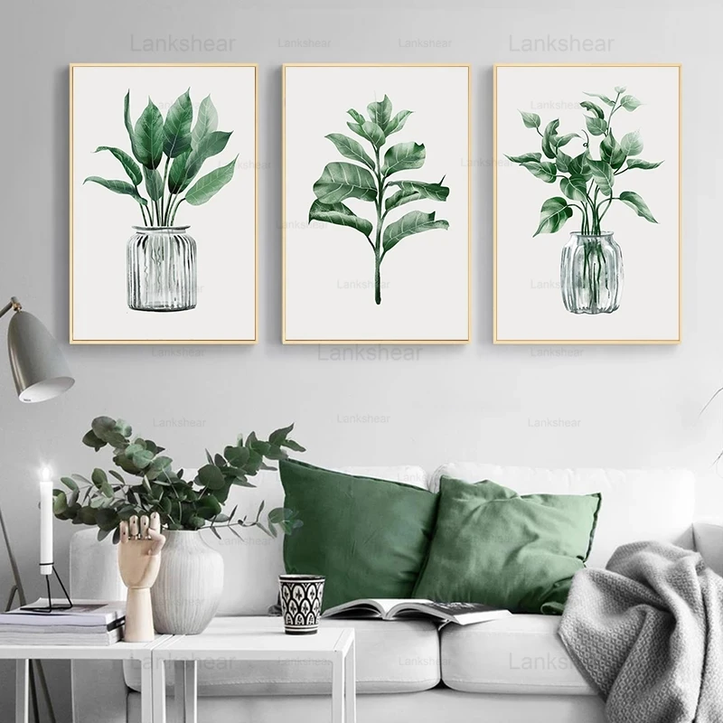 

Green Plant Leaves Canvas Poster Wall Art Painting Nordic Posters and Prints Wall Pictures for Living Room Modern Home Decor