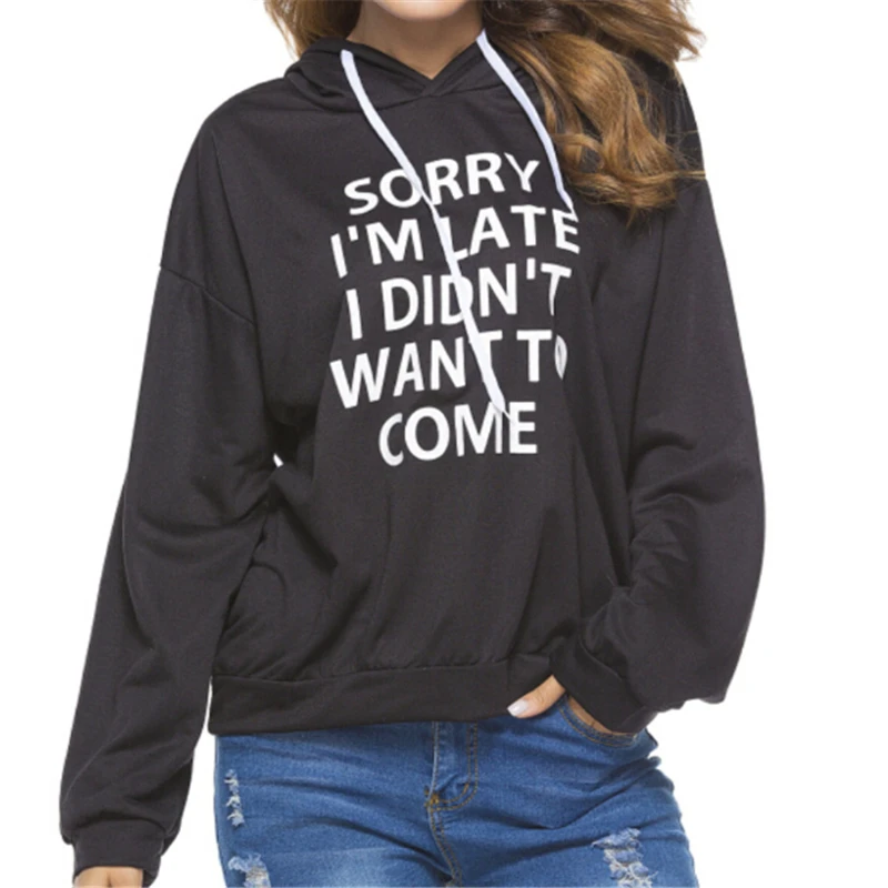 

2019 Women Autumn Sweatshirt 5 color Women Long Sleeve Solid Hooded Pullover Tops Blouse Letter Print Hoodies Women