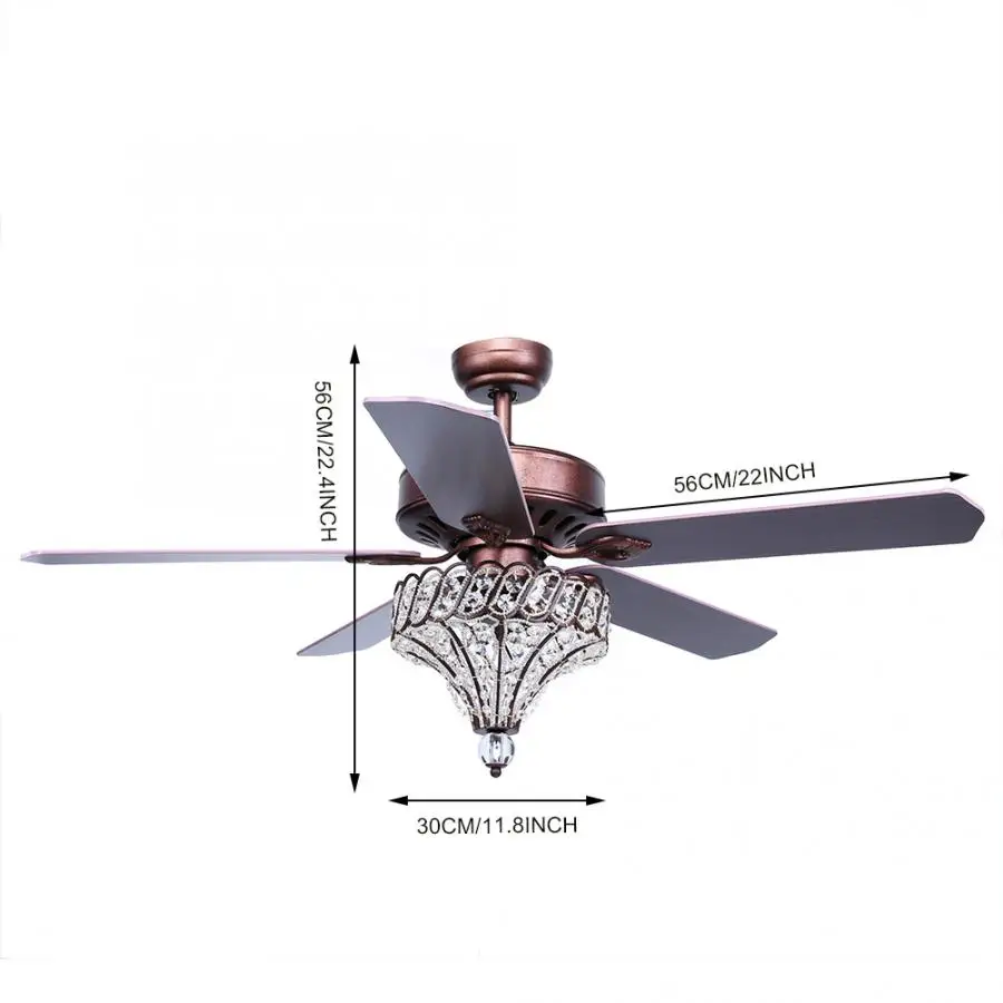 52 &quot3 светильник 5 лопастей светодиодный потолочный вентилятор хрустальная