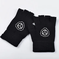 gloves scp special logo containment procedures foundation cosplay gloves warmth half finger knitting gloves prop gift