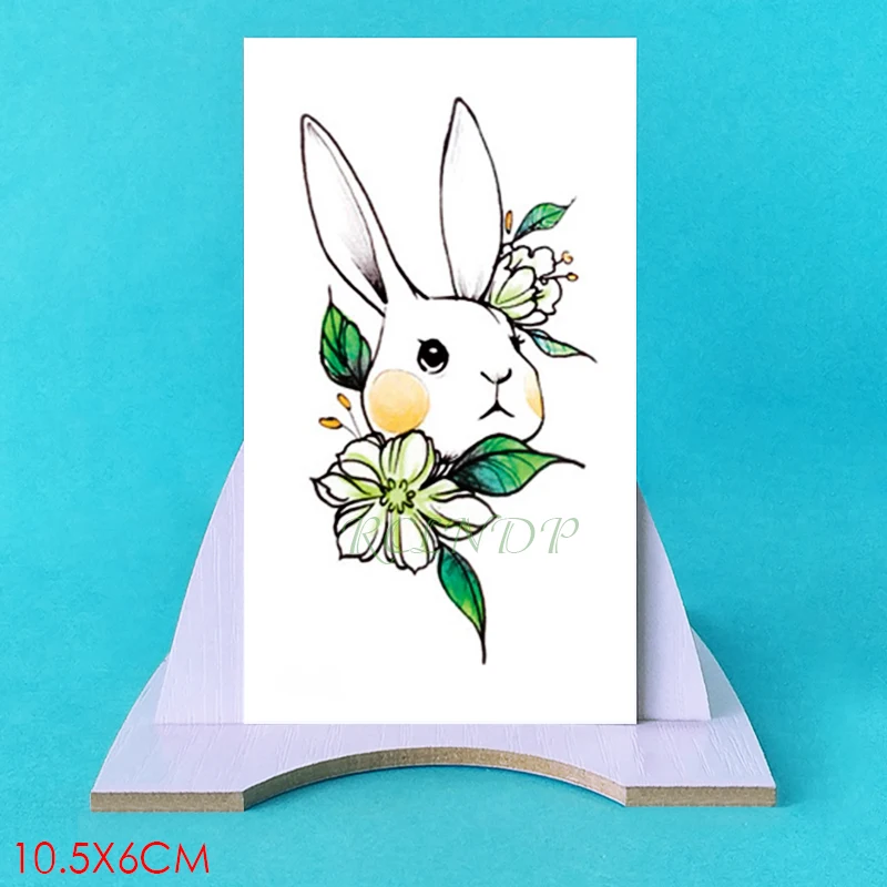 Водостойкая Временная наклейка для татуировок кролик заяц маленькие поддельные