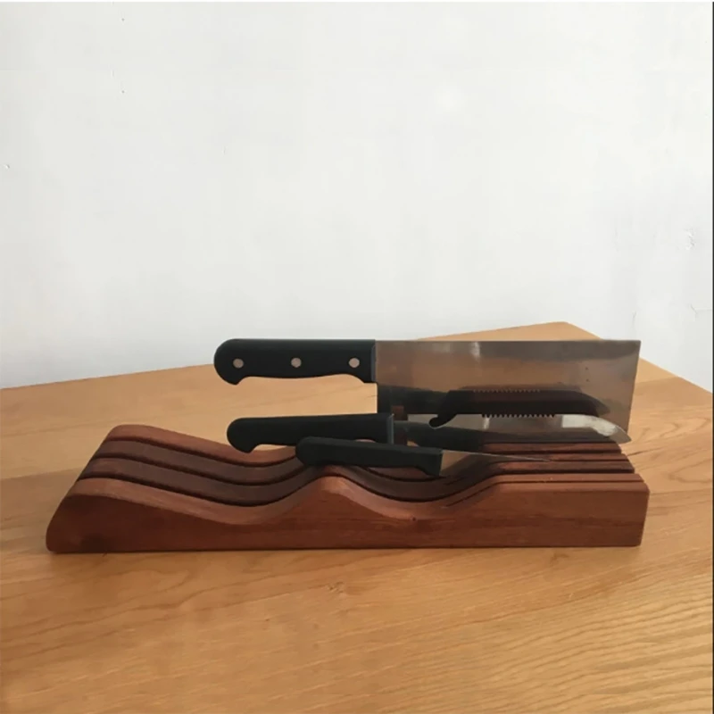 

Ebony Knife Block Holder In-Drawer Knife Drawer Organizer Butcher Knife Storage