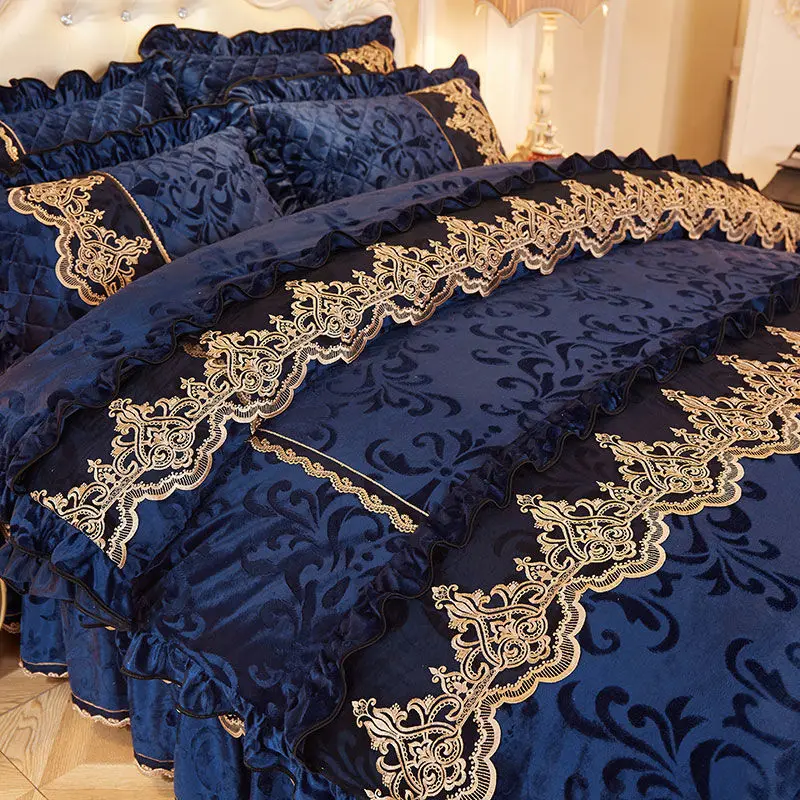 Европейская принцесса кружевной теплый бархатное лоскутное одеяло чехол