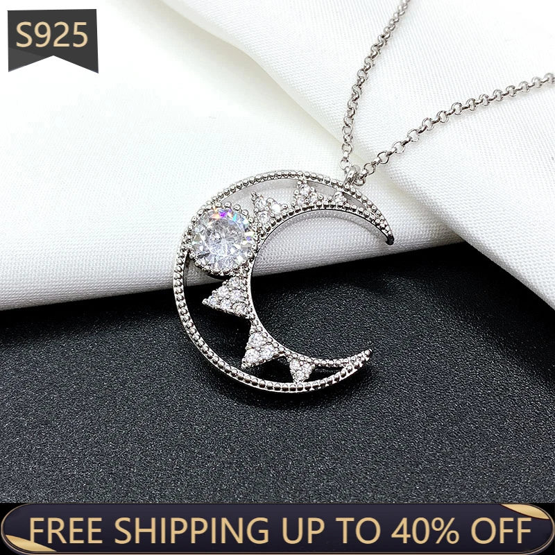 

925 Sterling Silver Adjustable Necklace Moon Exquisite Temperament Wild Luxury Brand 3A Zircon Monaco Jewelry 618 Boutique Gift