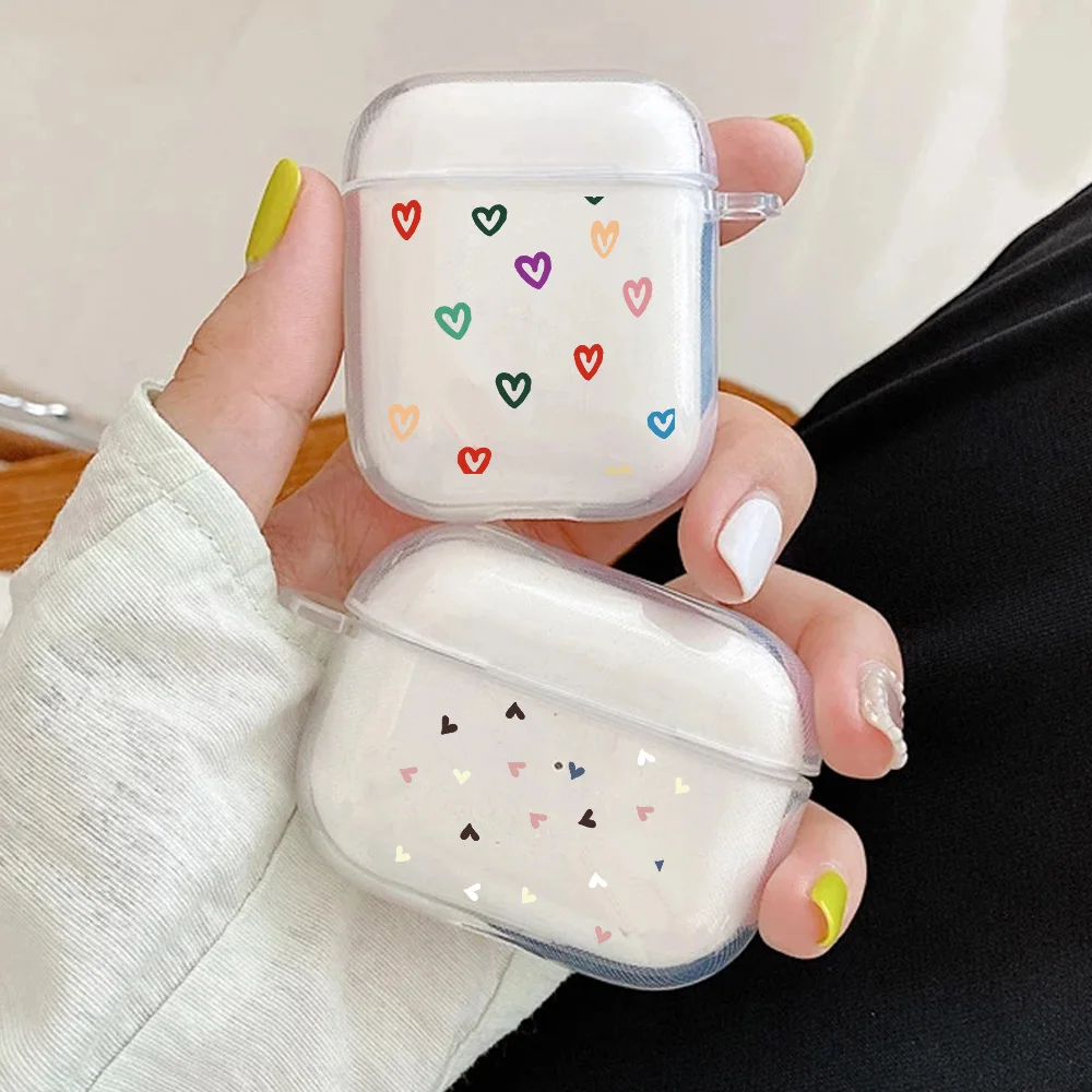 Прозрачный чехол из ТПУ для наушников Apple Airpods 2/1 3 с красным сердечком Мягкий
