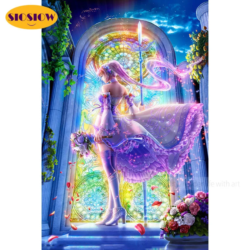 Набор для алмазной вышивки сделай сам SIOSIOW 5d девочек аниме принцессы 3D Мозаика