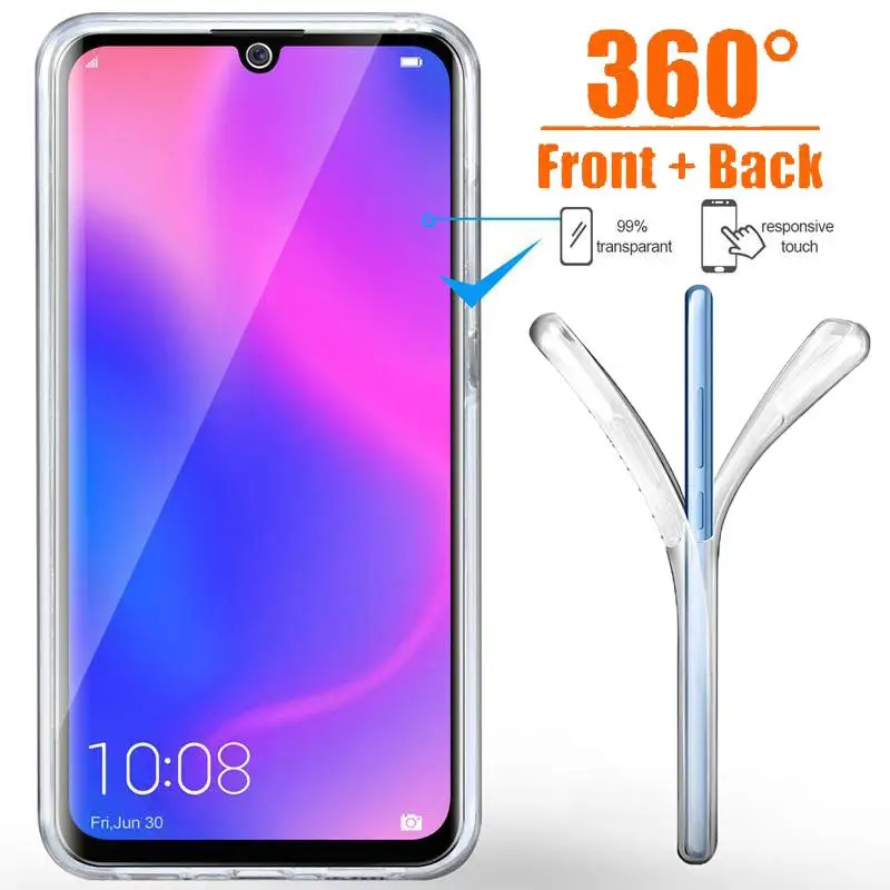 Ультратонкий прозрачный силиконовый чехол на 360 ° для Huawei P20 P30 P40 Mate 10 20 30 40 Y5 Y6 Y7 Y8 Y9